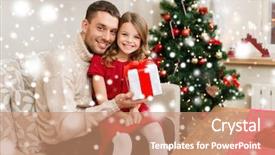  Presentation with winter family - Slides having family christmas x-mas winter background and a  colored foreground