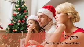  Presentation with winter family - Theme enhanced with family christmas x-mas winter background and a coral colored foreground