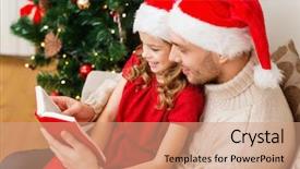  Presentation with family reading - Beautiful theme featuring santa helper hats reading book backdrop and a red colored foreground