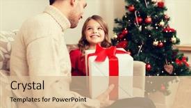  Presentation with winter family - Colorful presentation theme enhanced with family christmas x-mas winter backdrop and a lemonade colored foreground