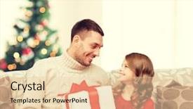  Presentation with winter family - Colorful slide set enhanced with family christmas x-mas winter backdrop and a lemonade colored foreground