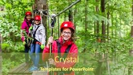  Presentation with course - PPT layouts consisting of family-climbing-in-high-rope background and a tawny brown colored foreground