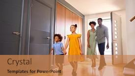  Presentation with family day - Theme enhanced with family-coming-home-after-day background and a coral colored foreground