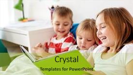  Presentation with kids reading book - Audience pleasing PPT theme consisting of family concept - little kids reading backdrop and a  colored foreground