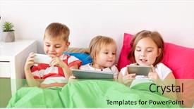  Presentation with smartphones - Amazing PPT layouts having family concept - little kids backdrop and a  colored foreground