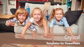  Presentation with living room family - Beautiful theme featuring family-concept-happy-children-playing backdrop and a coral colored foreground