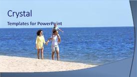  Presentation with parents - Beautiful presentation featuring family concept parents with daughter walking on the beach backdrop and a light blue colored foreground