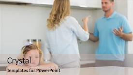  Presentation with sad girl - Colorful PPT theme enhanced with family conflict - portrait of sad girl leaning backdrop and a soft green colored foreground