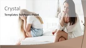  Presentation with sad girl - Slide deck having family-conflict-and-relations-concept background and a white colored foreground