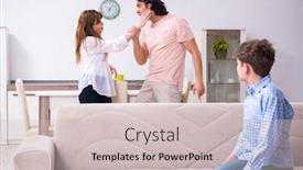  Presentation with conflict - PPT layouts having family conflict with husband and wife and child background and a soft green colored foreground