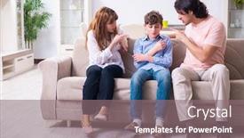  Presentation with wife - PPT theme enhanced with family conflict with husband and wife and child background and a gray colored foreground