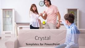  Presentation with wife - Amazing slide set having family conflict with husband and wife and child backdrop and a soft green colored foreground