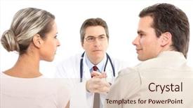  Presentation with doctor family - Colorful presentation theme enhanced with family conversation - medical doctor and young couple backdrop and a lemonade colored foreground