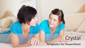  Presentation with teen - Presentation theme consisting of family conversation - middle aged mother and teen background and a lemonade colored foreground