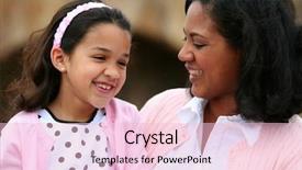  Presentation with family talking - Amazing PPT theme having family conversation - mother and daughter together laughing backdrop and a  colored foreground