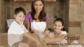  Presentation with cooking kids - Cool new presentation theme with family cooking and baking chocolate backdrop and a coral colored foreground