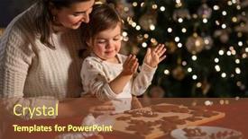  Presentation with winter family - Presentation theme enhanced with family-cooking-and-winter-holidays background and a tawny brown colored foreground