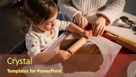  Presentation with winter family - Presentation design consisting of family-cooking-and-winter-holidays background and a tawny brown colored foreground