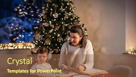  Presentation with winter family - PPT theme featuring family-cooking-and-winter-holidays background and a tawny brown colored foreground