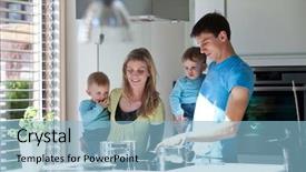  Presentation with cooking - Presentation design enhanced with family cooking in a modern background and a light blue colored foreground