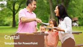  Presentation with food grill - Amazing PPT theme having family cookout - dad giving mom backdrop and a coral colored foreground