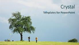  Presentation with kite - Theme with family couple flying a kite in stormy sky background and a sky blue colored foreground