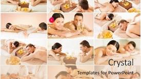  Presentation with health pictures - Beautiful PPT theme featuring family couple in spa salon backdrop and a lemonade colored foreground