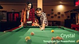  Presentation with billiard - PPT layouts consisting of family couple plays in billiard background and a ocean colored foreground