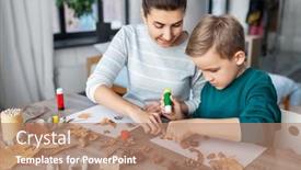  Presentation with paper making - Slide deck featuring family-creativity-and-craft-concept background and a coral colored foreground