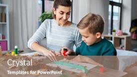  Presentation with paper making - PPT layouts featuring family-creativity-and-craft-concept background and a coral colored foreground