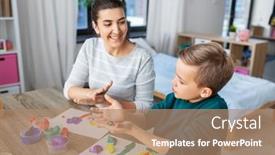  Presentation with craft - Audience pleasing slide deck consisting of family-creativity-and-craft-concept backdrop and a coral colored foreground