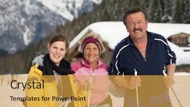  Presentation with winter family - Audience pleasing slides consisting of family cross - group of three outdoor backdrop and a yellow colored foreground