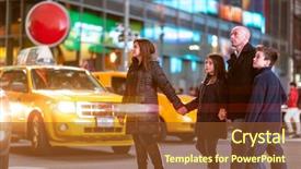 Presentation with times square - Beautiful presentation featuring family crossing broadway in times backdrop and a tawny brown colored foreground