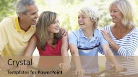  Presentation with cycling - Slides consisting of family cycling through a park background and a coral colored foreground