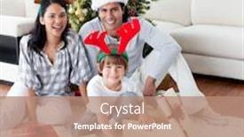  Presentation with family tree - PPT theme having family decorating a christmas tree at home background and a coral colored foreground