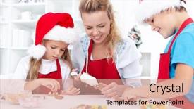  Presentation with baking cookies - PPT layouts enhanced with family decorating christmas cookies together background and a lemonade colored foreground