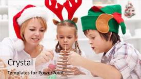  Presentation with family tree - Beautiful slides featuring family decorating the gingerbread christmas backdrop and a lemonade colored foreground