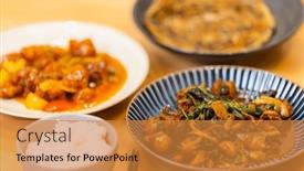  Presentation with dinner - Presentation theme consisting of family-dinner-dish-at-home background and a gold colored foreground