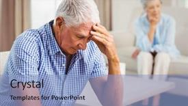  Presentation with worried female chlamydia - Beautiful PPT layouts featuring family distress - worried senior man sitting backdrop and a light blue colored foreground