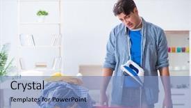  Presentation with ladies clothing - Slides consisting of family distress - young man husband doing clothing background and a teal colored foreground