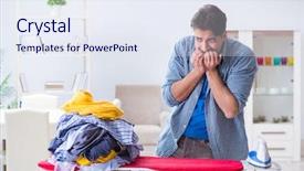  Presentation with ladies clothing - Audience pleasing theme consisting of family distress - young man husband doing clothing backdrop and a  colored foreground