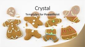  Presentation with gingerbread man - Audience pleasing PPT layouts consisting of frowning male and female gingerbread backdrop and a white colored foreground