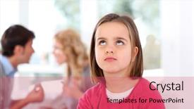  Presentation with upset - Beautiful PPT theme featuring family violence - portrait of upset child backdrop and a coral colored foreground