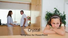  Presentation with sad child - Presentation theme consisting of child dysfunctional families - sad girl listening to her background and a coral colored foreground