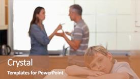  Presentation with hearing - Slide deck featuring unhappy family - sad little boy hearing his background and a coral colored foreground