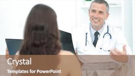  Presentation with doctor family - PPT theme with family doctor counsels the patient background and a violet colored foreground