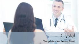  Presentation with doctor family - Amazing slide deck having family doctor counsels the patient backdrop and a light blue colored foreground