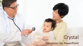  Presentation with doctor family - Audience pleasing PPT theme consisting of family doctor examining baby girl backdrop and a lemonade colored foreground
