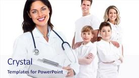  Presentation with doctor family - Presentation design consisting of family doctor woman health care background and a sky blue colored foreground