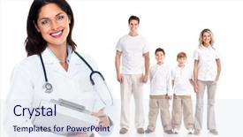  Presentation with doctor family - Beautiful PPT layouts featuring family doctor woman health care backdrop and a sky blue colored foreground